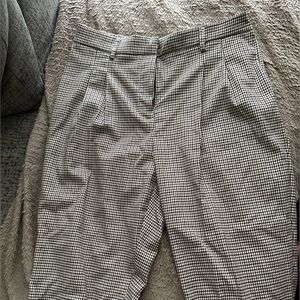 Cynthia Rowley Pleated Plaid Trousers